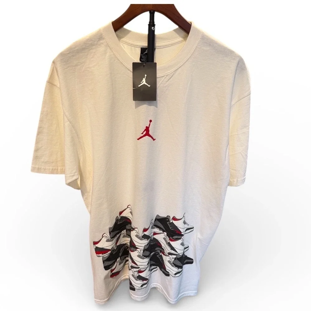 NWT Vtg Jordan Retro 3 Nike TShirt Sz L Men White‎ Crewneck Cement Rare  jumpman